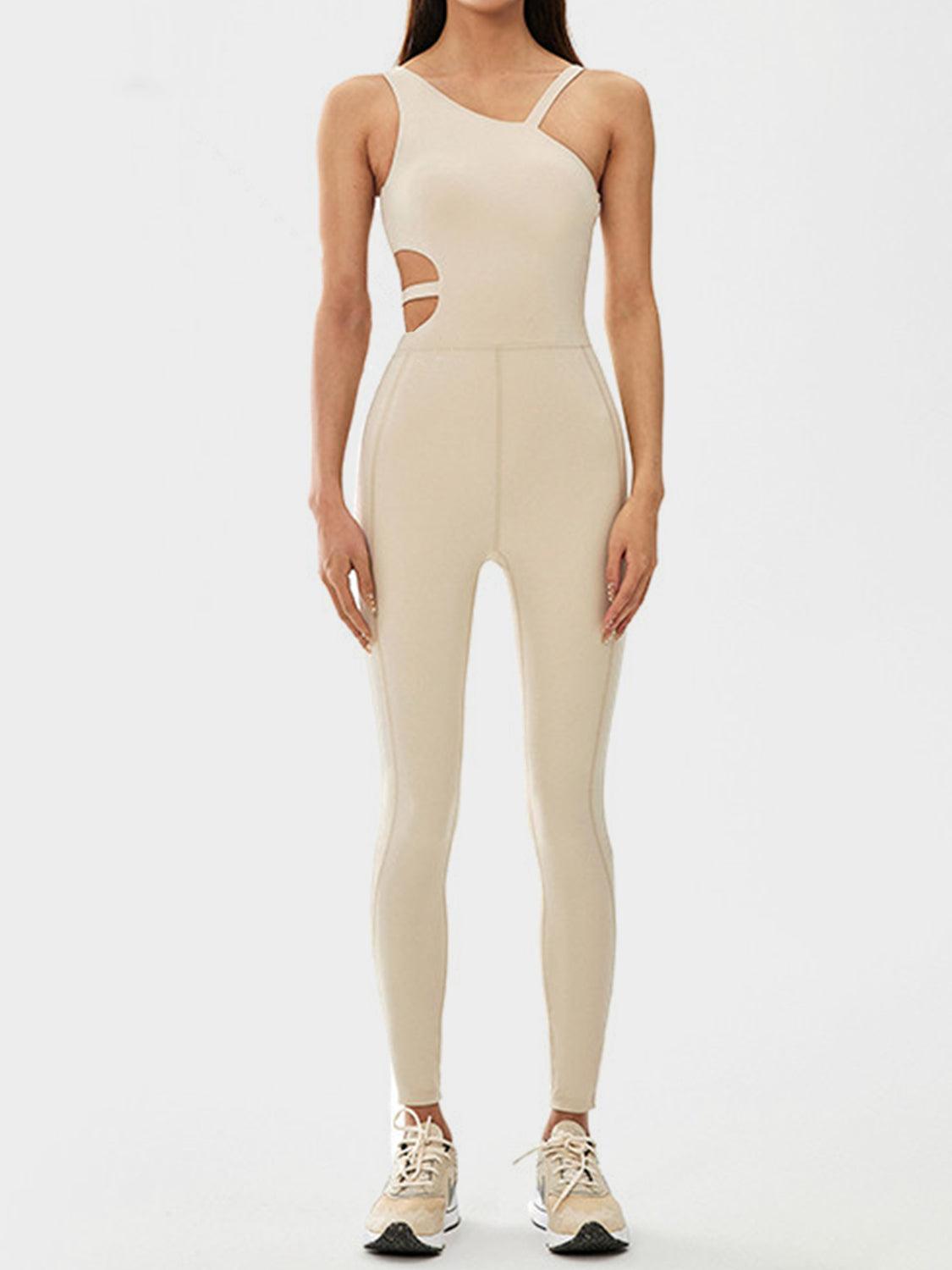 LGC Cutout Asymmetrical Neck Active Jumpsuit - Le Grand Chevalier Le Grand Chevalier Trendsi Activewear