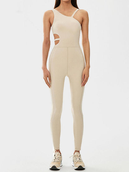 LGC Cutout Asymmetrical Neck Active Jumpsuit - Le Grand Chevalier Le Grand Chevalier Trendsi Activewear