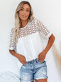 LGC Cutout Round Neck Half Sleeve Blouse - Le Grand Chevalier Le Grand Chevalier White / S Trendsi Tops