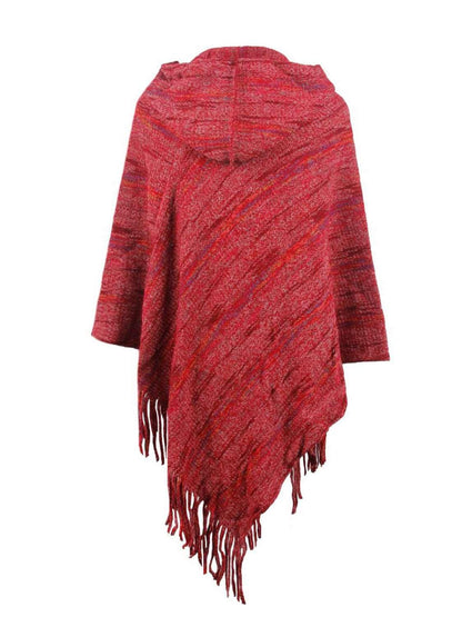 LGC Fringe Hem Hooded Poncho - Le Grand Chevalier Le Grand Chevalier Trendsi Poncho