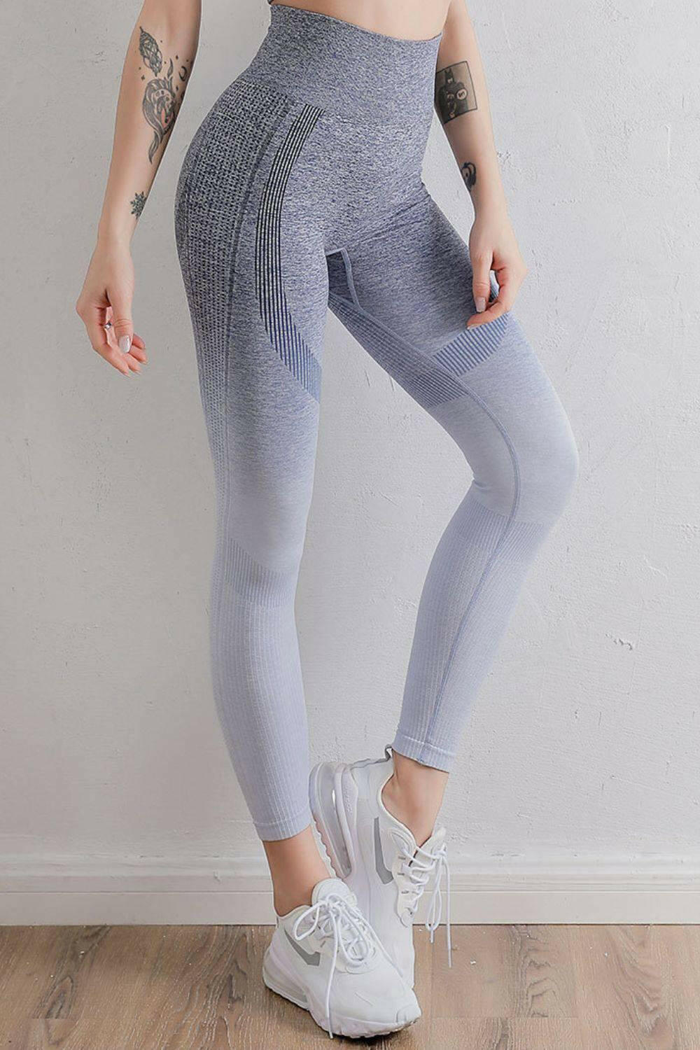 LGC Gradient High Waist Sports Leggings - Le Grand Chevalier Le Grand Chevalier Trendsi Leggings