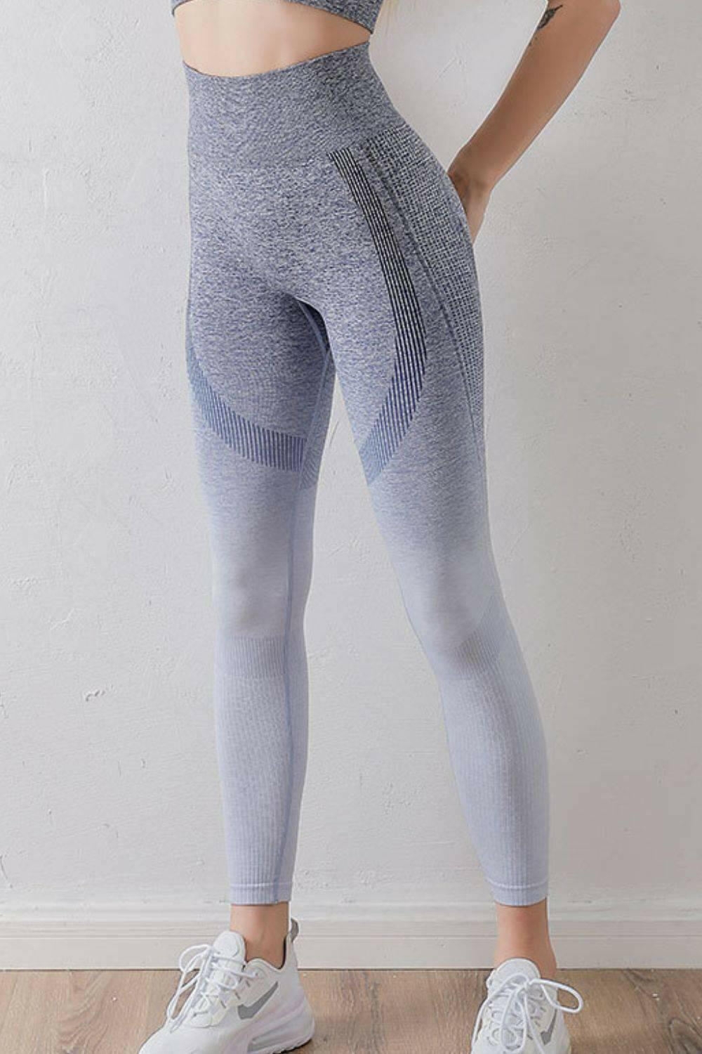 LGC Gradient High Waist Sports Leggings - Le Grand Chevalier Le Grand Chevalier Grey/Blue / S Trendsi Leggings