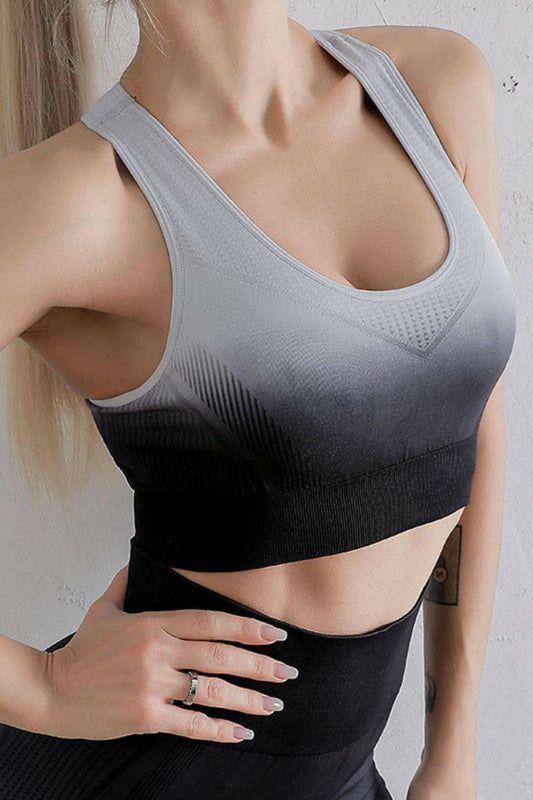 LGC Gradient Racerback Sports Bra - Le Grand Chevalier Le Grand Chevalier Black/Grey / S Trendsi Sports Bra