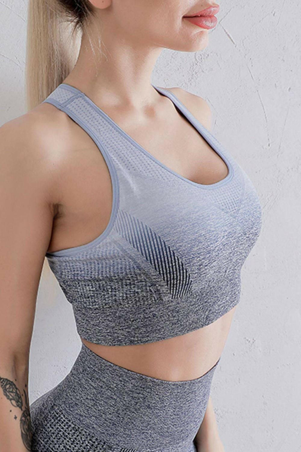 LGC Gradient Racerback Sports Bra - Le Grand Chevalier Le Grand Chevalier Grey/Blue / S Trendsi Sports Bra