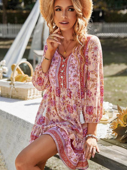 LGC Holiday Flower Dress - Le Grand Chevalier Le Grand Chevalier Pink / S kakaclo Dress