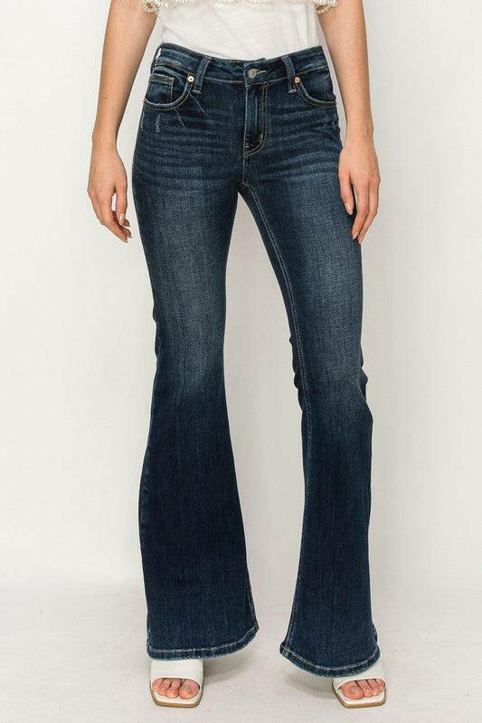 LGC Mid Rise Flare Star Rhinestone Jeans - Le Grand Chevalier Le Grand Chevalier Artemis Vintage Denim