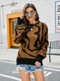 LGC Printed Round Neck Long Sleeve Sweater - Le Grand Chevalier Le Grand Chevalier Caramel / S Trendsi Women sweaters