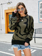 LGC Printed Round Neck Long Sleeve Sweater - Le Grand Chevalier Le Grand Chevalier Army Green / S Trendsi Women sweaters