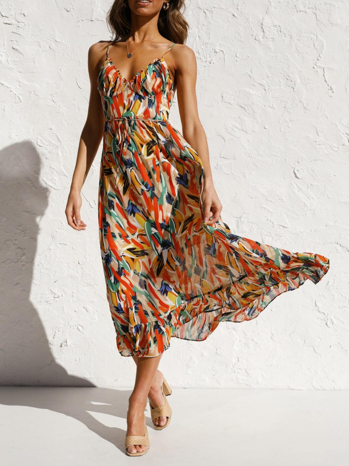 LGC Printed Sleeveless Midi Cami Dress - Le Grand Chevalier Le Grand Chevalier Trendsi Dresses