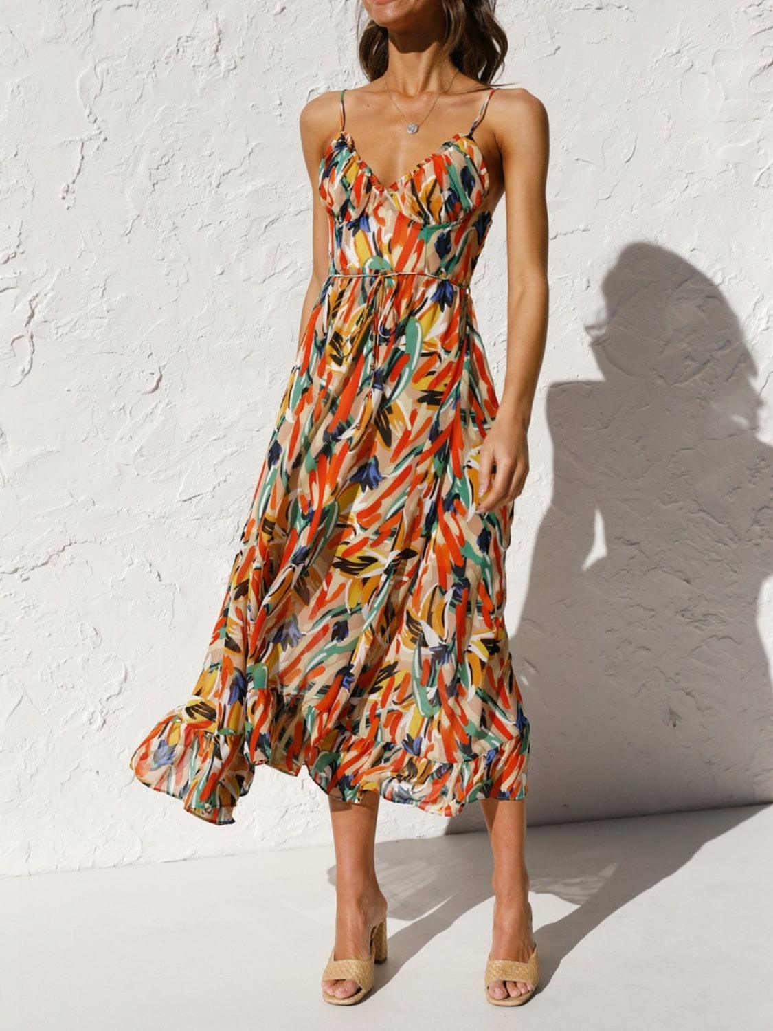 LGC Printed Sleeveless Midi Cami Dress - Le Grand Chevalier Le Grand Chevalier Multicolor / S Trendsi Dresses