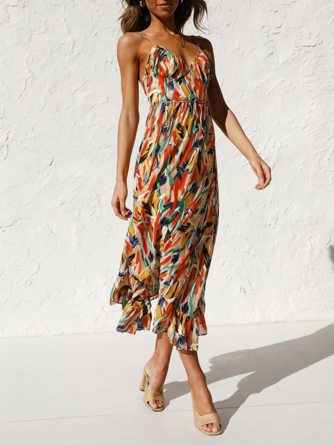 LGC Printed Sleeveless Midi Cami Dress - Le Grand Chevalier Le Grand Chevalier Trendsi Dresses