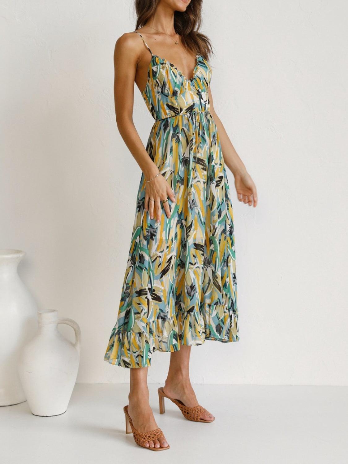 LGC Printed Sleeveless Midi Cami Dress - Le Grand Chevalier Le Grand Chevalier Trendsi Dresses