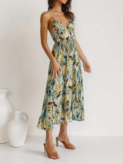 LGC Printed Sleeveless Midi Cami Dress - Le Grand Chevalier Le Grand Chevalier Trendsi Dresses