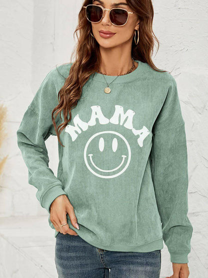 LGC Round Neck Long Sleeve MAMA Graphic Sweatshirt - Le Grand Chevalier Le Grand Chevalier Trendsi Women sweaters