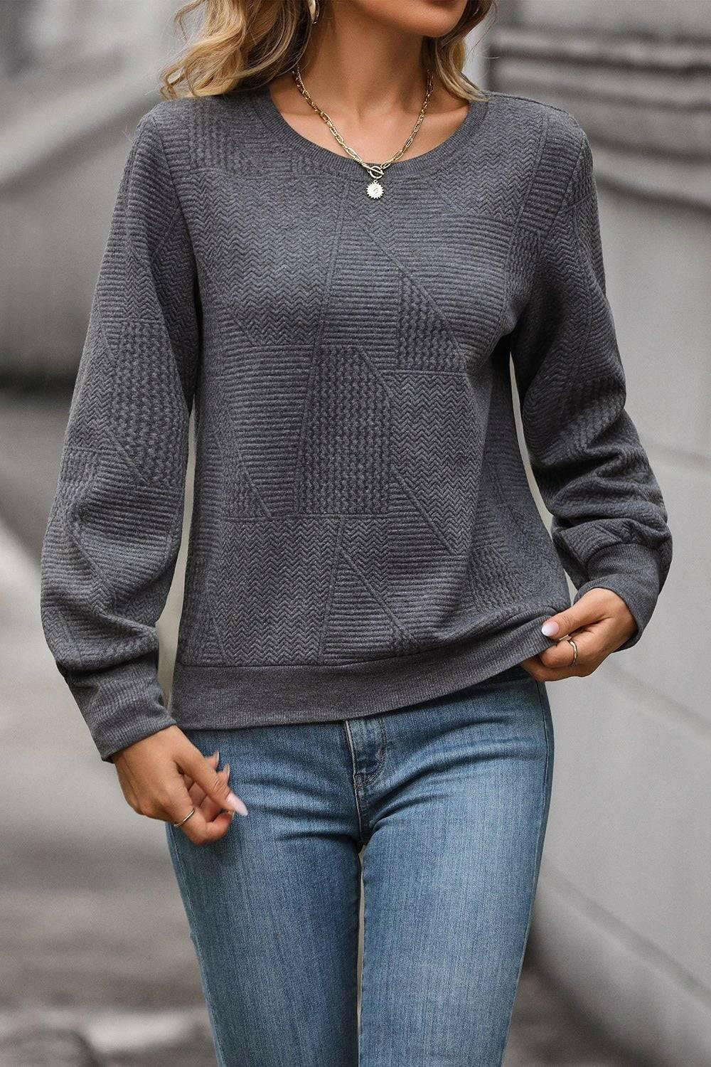 LGC Round Neck Long Sleeve Sweatshirt - Le Grand Chevalier Le Grand Chevalier Trendsi Women sweaters