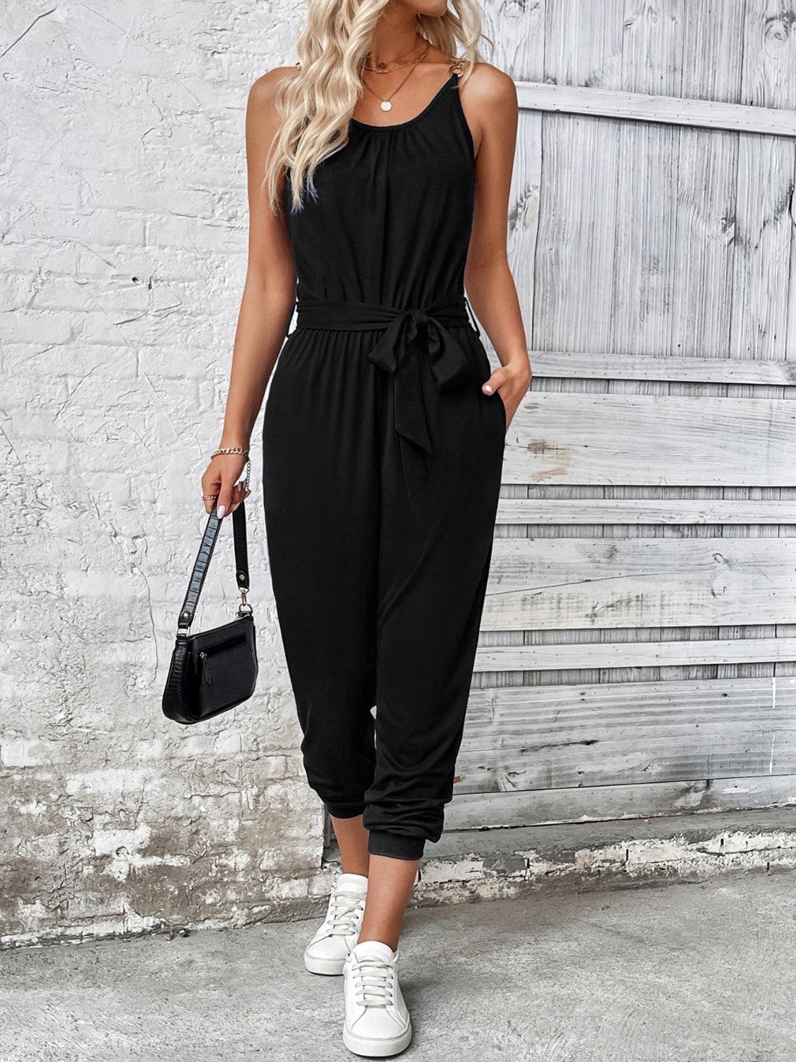 LGC Scoop Neck Tie Waist Jumpsuit - Le Grand Chevalier