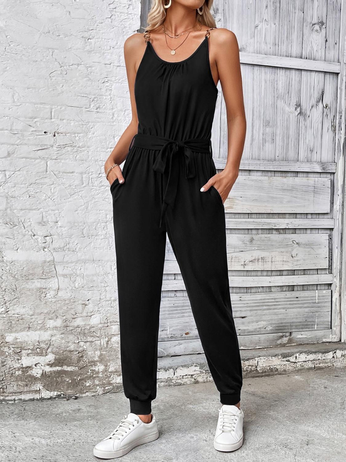 LGC Scoop Neck Tie Waist Jumpsuit - Le Grand Chevalier