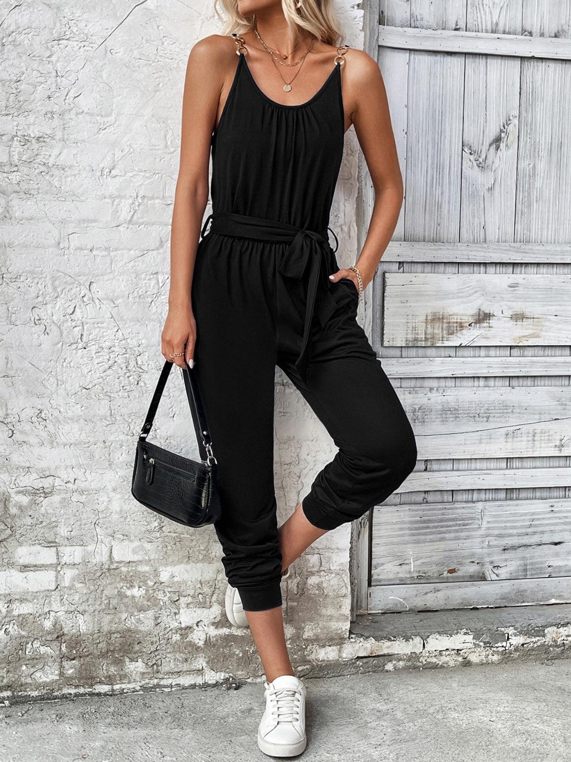 LGC Scoop Neck Tie Waist Jumpsuit - Le Grand Chevalier