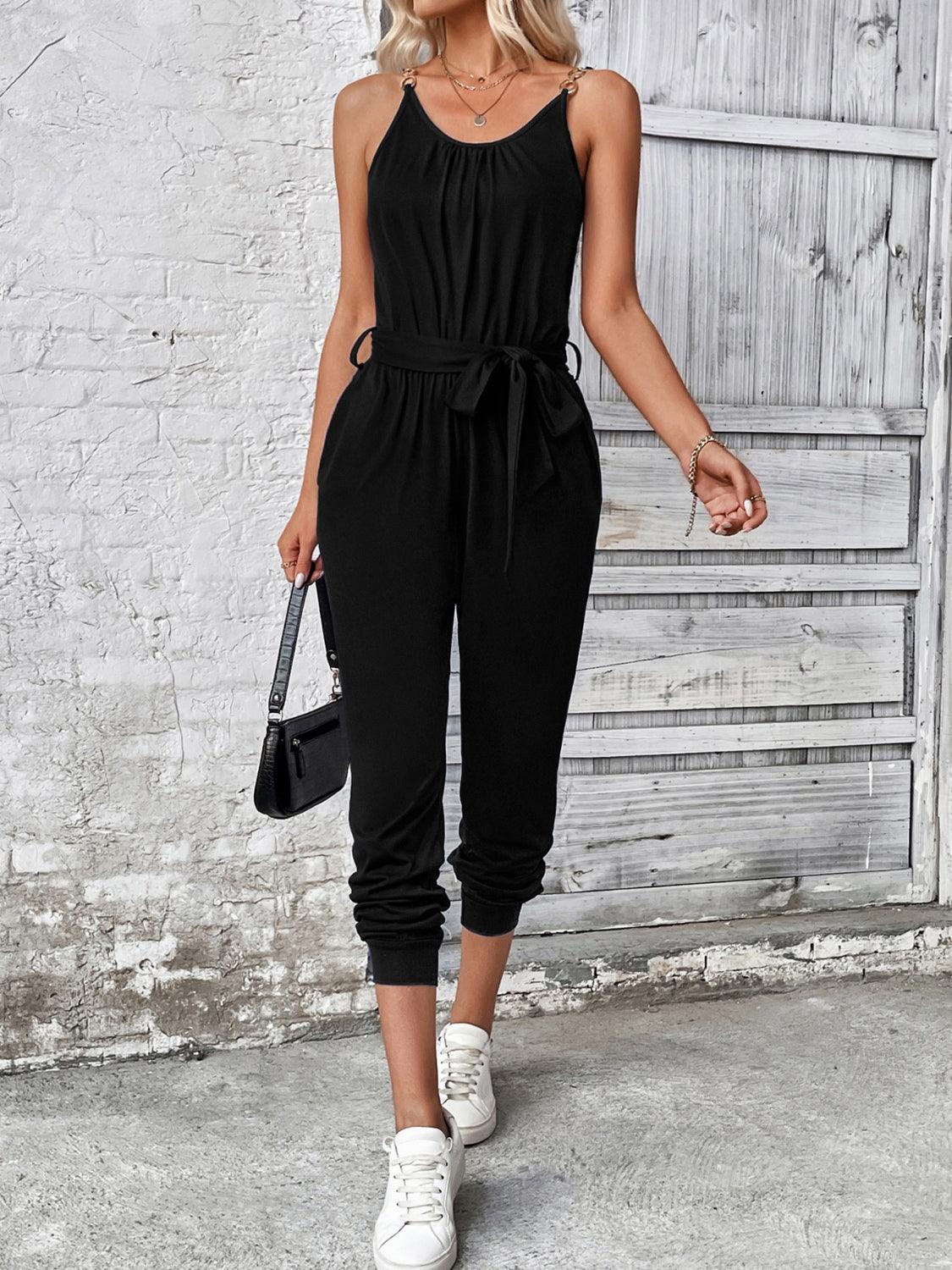 LGC Scoop Neck Tie Waist Jumpsuit - Le Grand Chevalier