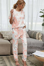 LGC Tie-Dye Tee and Drawstring Waist Joggers Lounge Set - Le Grand Chevalier Le Grand Chevalier Peach / S Trendsi Loungewear