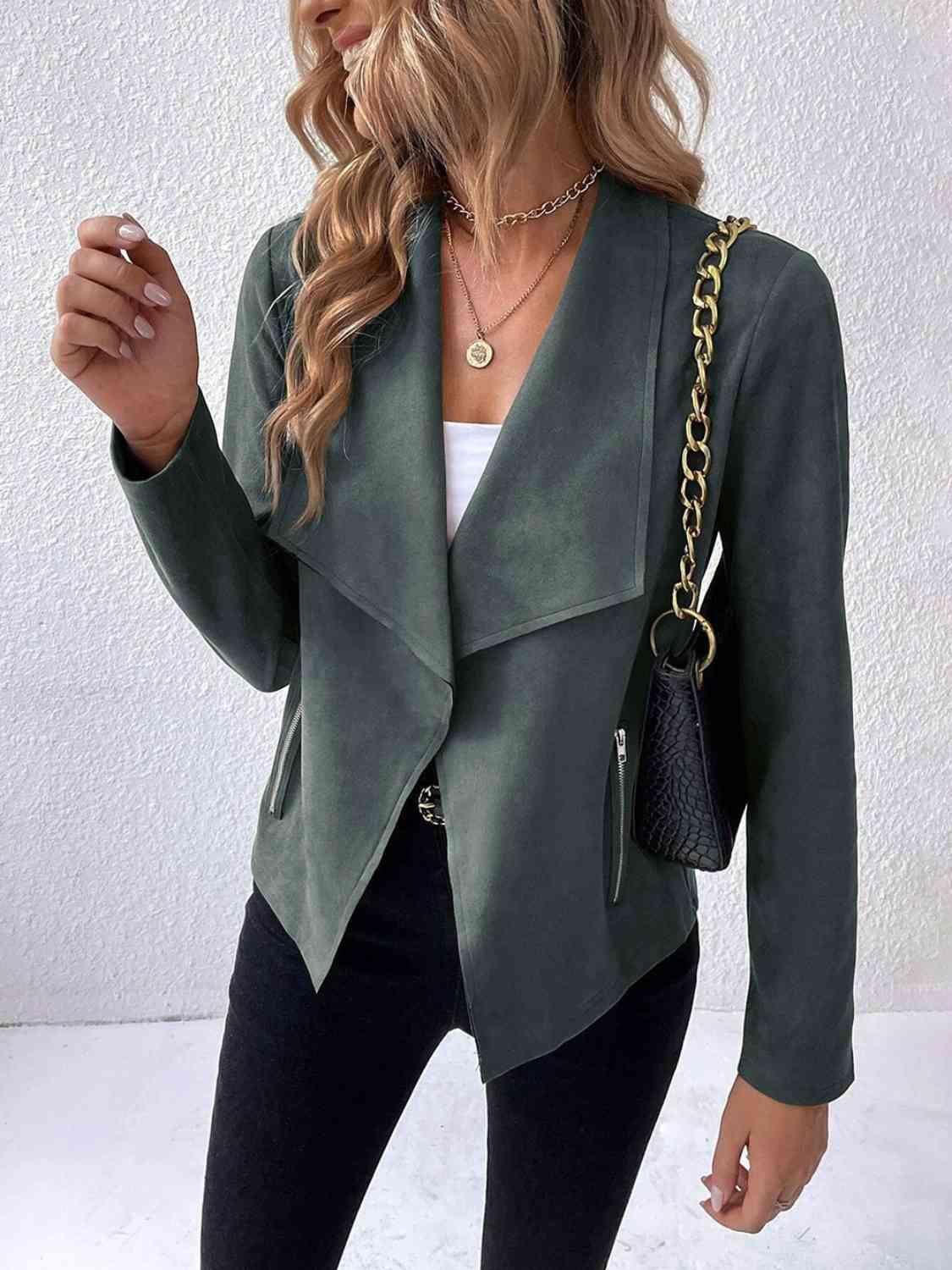 LGC Collared Neck Long Sleeve Jacket - Le Grand Chevalier Le Grand Chevalier Trendsi Women Jackets