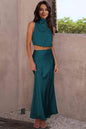 LGC Cropped Turtle Neck Tank Top and Maxi Skirt Set - Le Grand Chevalier Le Grand Chevalier Deep Teal / S Trendsi Women Set