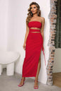 LGC Cutout Strapless Split Dress - Le Grand Chevalier Le Grand Chevalier Red / XS Trendsi Dresses