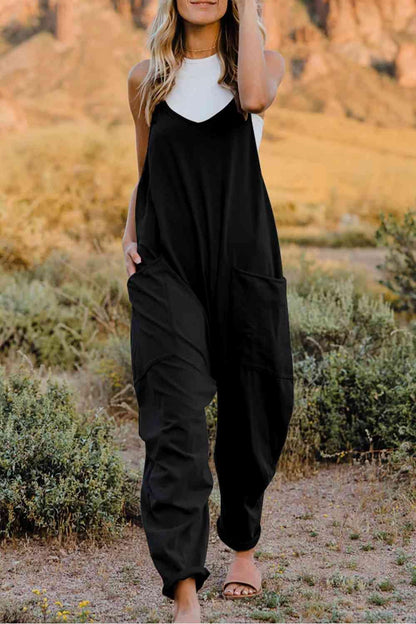 LGC Double Take V-Neck Sleeveless Jumpsuit with Pocket - Le Grand Chevalier Le Grand Chevalier Black / S Trendsi Jumpsuit