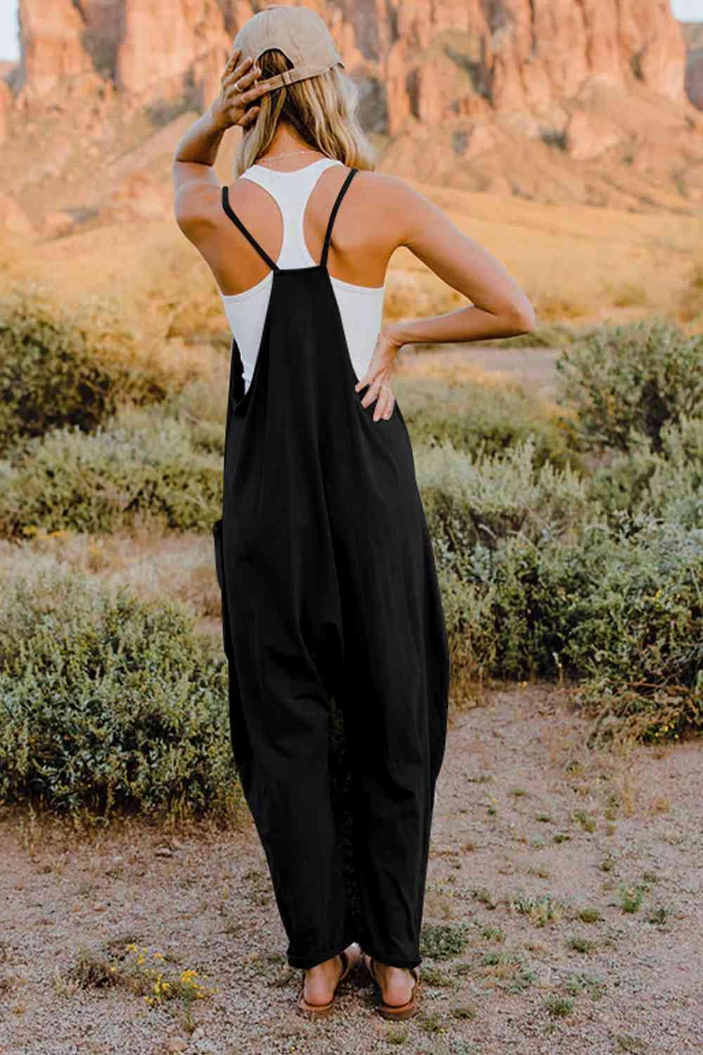 LGC Double Take V-Neck Sleeveless Jumpsuit with Pocket - Le Grand Chevalier Le Grand Chevalier Trendsi Jumpsuit