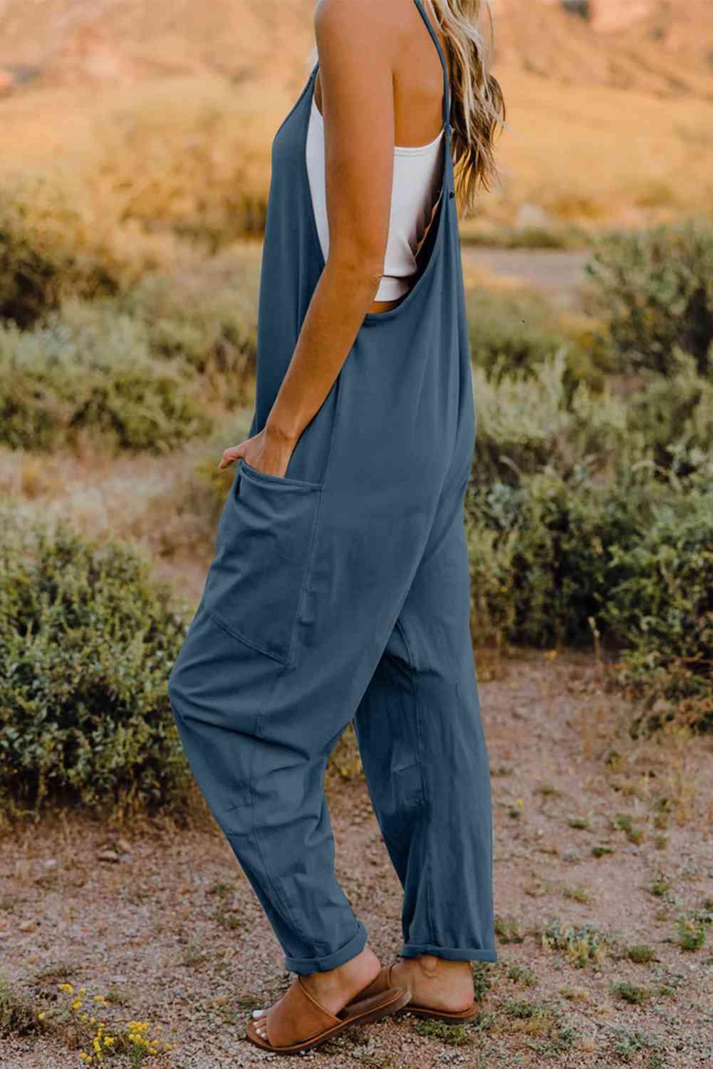 LGC Double Take V-Neck Sleeveless Jumpsuit with Pocket - Le Grand Chevalier Le Grand Chevalier Trendsi Jumpsuit