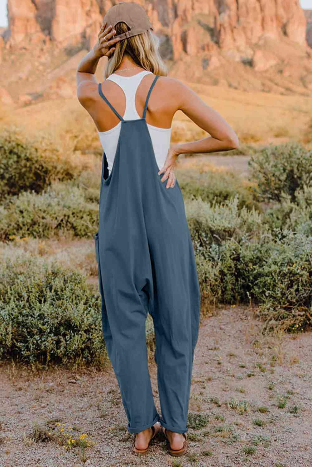 LGC Double Take V-Neck Sleeveless Jumpsuit with Pocket - Le Grand Chevalier Le Grand Chevalier Trendsi Jumpsuit