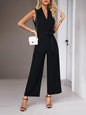 LGC Elegant V-Neck Tie Commuter Sleeveless Jumpsuit - Le Grand Chevalier Le Grand Chevalier Black / S kakaclo Jumpsuit