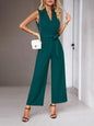 LGC Elegant V-Neck Tie Commuter Sleeveless Jumpsuit - Le Grand Chevalier Le Grand Chevalier Green / S kakaclo Jumpsuit