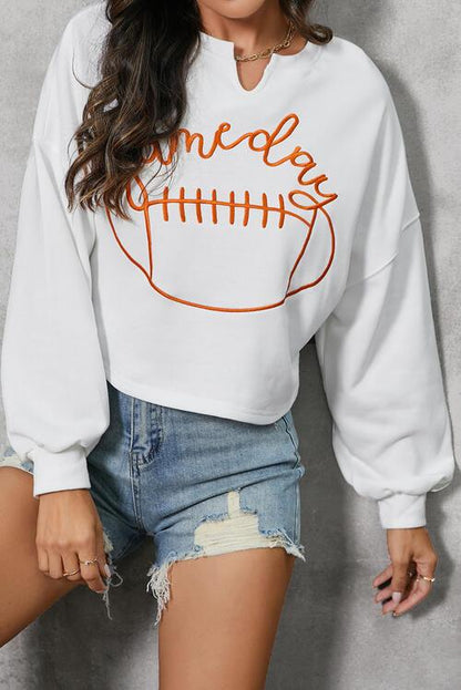 LGC GAME DAY Ball Graphic Notched Sweatshirt - Le Grand Chevalier Le Grand Chevalier Trendsi Women sweaters