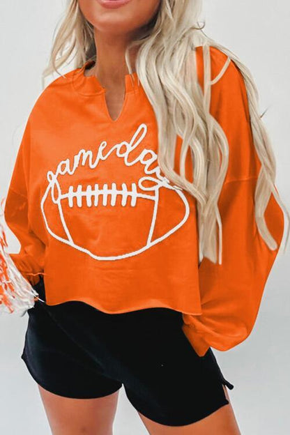 LGC GAME DAY Ball Graphic Notched Sweatshirt - Le Grand Chevalier Le Grand Chevalier Orange / S Trendsi Women sweaters