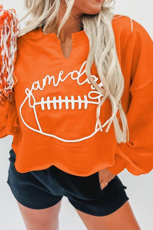 LGC GAME DAY Ball Graphic Notched Sweatshirt - Le Grand Chevalier Le Grand Chevalier Trendsi Women sweaters