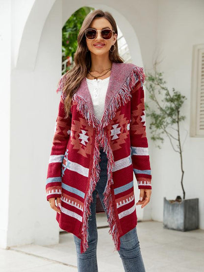 LGC Geometric Jacquard Cardigan - Le Grand Chevalier Le Grand Chevalier Red / S kakaclo Cardigans