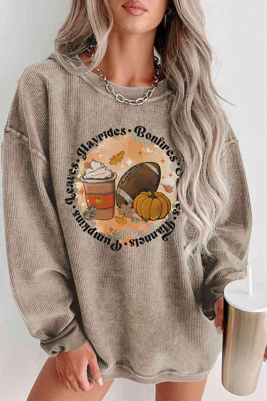 LGC Graphic Dropped Shoulder Sweatshirt - Le Grand Chevalier Le Grand Chevalier Khaki / S Trendsi Women sweaters