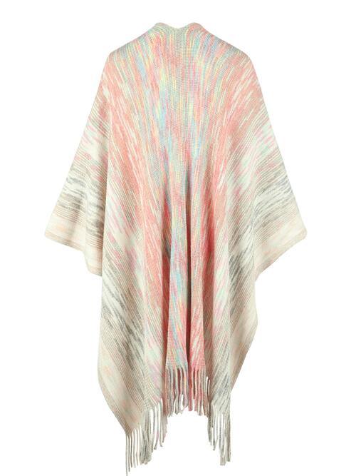 LGC Heathered Fringe Hem Poncho - Le Grand Chevalier Le Grand Chevalier Trendsi Women sweaters