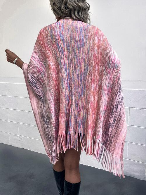 LGC Heathered Fringe Hem Poncho - Le Grand Chevalier Le Grand Chevalier Trendsi Women sweaters