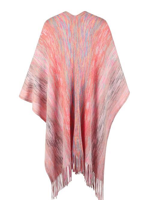 LGC Heathered Fringe Hem Poncho - Le Grand Chevalier Le Grand Chevalier Trendsi Women sweaters