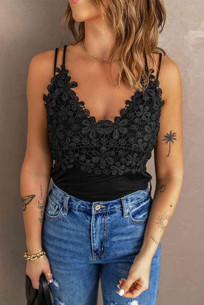 LGC Lace Double Spaghetti Strap Cami Top - Le Grand Chevalier Le Grand Chevalier Trendsi Women Tank Top