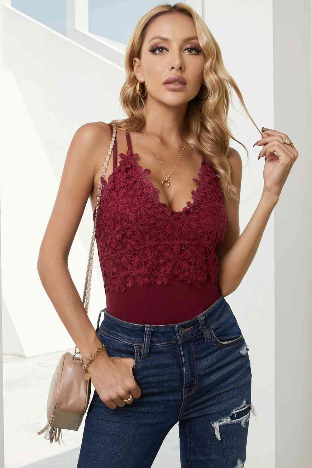 LGC Lace Double Spaghetti Strap Cami Top - Le Grand Chevalier Le Grand Chevalier Trendsi Women Tank Top