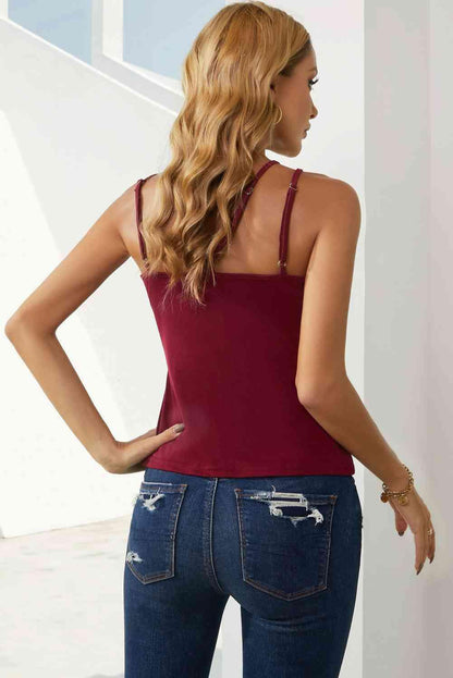 LGC Lace Double Spaghetti Strap Cami Top - Le Grand Chevalier Le Grand Chevalier Trendsi Women Tank Top