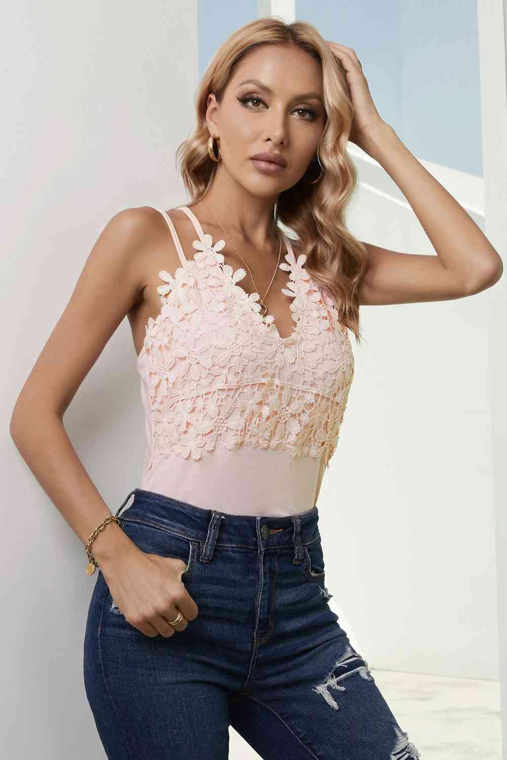 LGC Lace Double Spaghetti Strap Cami Top - Le Grand Chevalier Le Grand Chevalier Trendsi Women Tank Top