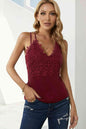 LGC Lace Double Spaghetti Strap Cami Top - Le Grand Chevalier Le Grand Chevalier Wine / S Trendsi Women Tank Top