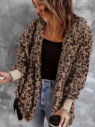 LGC Leopard Open Front Hooded Jacket - Le Grand Chevalier Le Grand Chevalier Leopard / S Trendsi Women sweaters