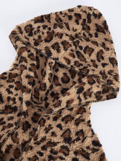 LGC Leopard Open Front Hooded Jacket - Le Grand Chevalier Le Grand Chevalier Trendsi Women sweaters