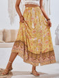 LGC New Casual Bohemian Printed Waist Drawstring Skirt - Le Grand Chevalier Le Grand Chevalier Yellow / S kakaclo Skirt