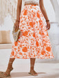 LGC New Casual Holiday Printed Casual Waist Skirt - Le Grand Chevalier Le Grand Chevalier Orange / S kakaclo Skirt